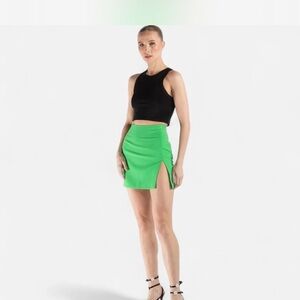 THE ANDAMANE Side Slit Mini Skirt Green Size 36 (0)